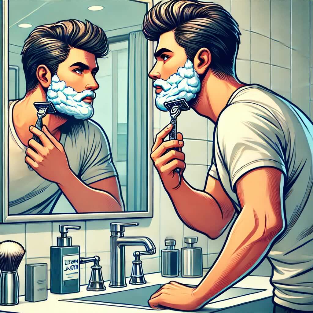 Cartoon image of Man Shaving